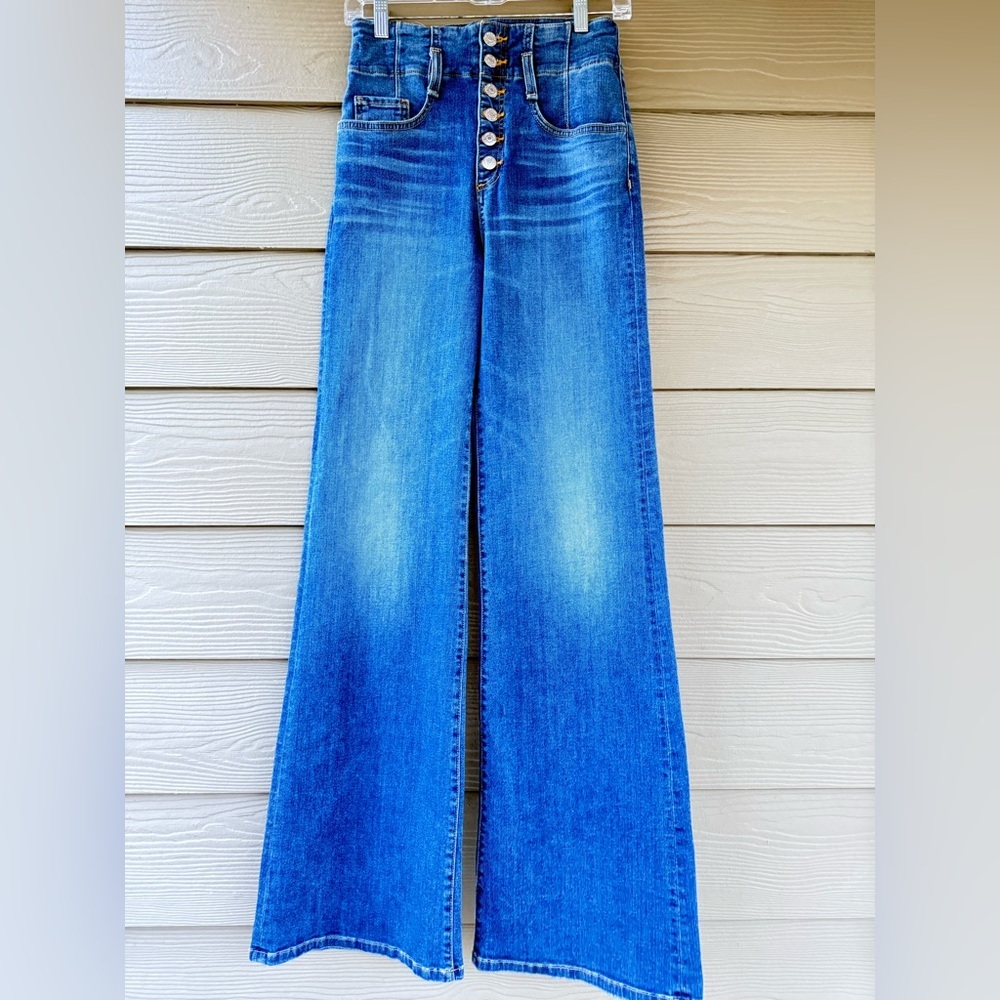 Veronica Beard Rosanna High Rise 13" Corset Hippie Wide Leg Jeans Size 27/4 - Picture 2 of 11